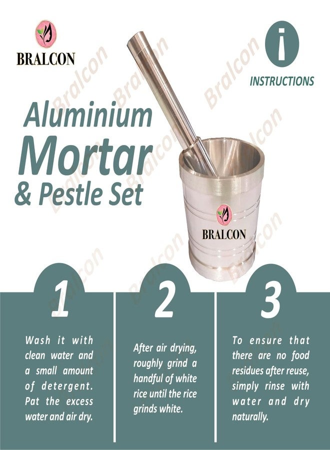 BRALCON Khalbatta for Kitchen | Okhli Masher | Morter & Pestle Set | Aluminium Khalbatta | Imam Dasta, Spice Mixer, khaldasta, okhli Masher, Kharal, okhli & musal - Image 4